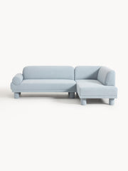 Bouclé hoekbank Lilo, Blauw