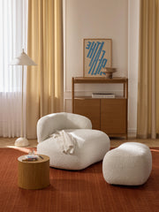 Pouf en bouclette Alba, Blanc