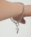 Bold Rolo Chain Charm Bracelet featuring a silver chain with a number, designed for layering charms with a Stacker Clasp.
