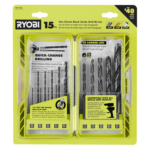 Picture of 15 PC. BLACK OXIDE HEX SHANK DRILL BITS