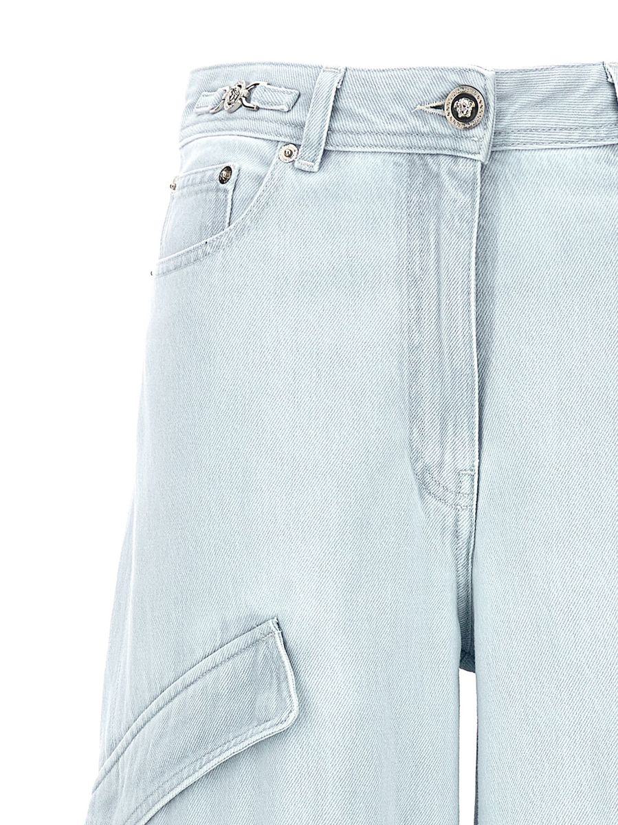 Shop Versace Cargo Jeans In Blue