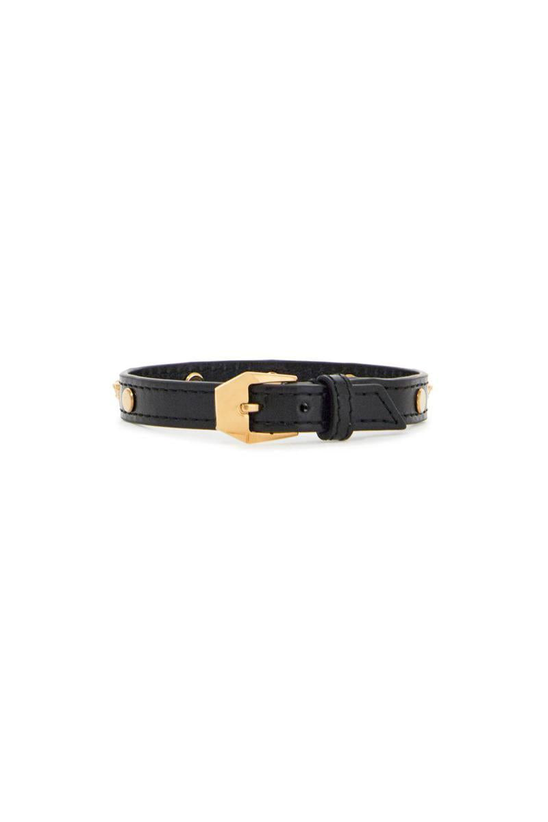 Shop Versace Medusa Leather Bracelet In Black