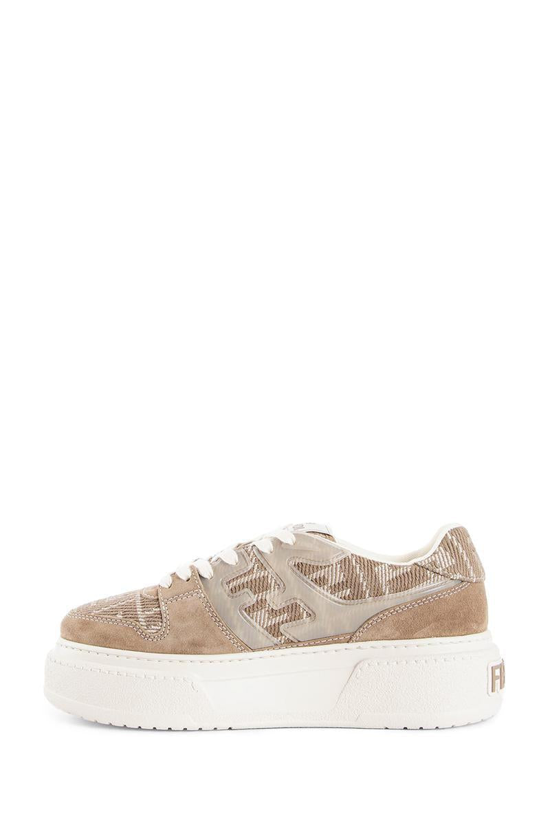 Fendi Match Canvas And Suede Low-top Sneakers