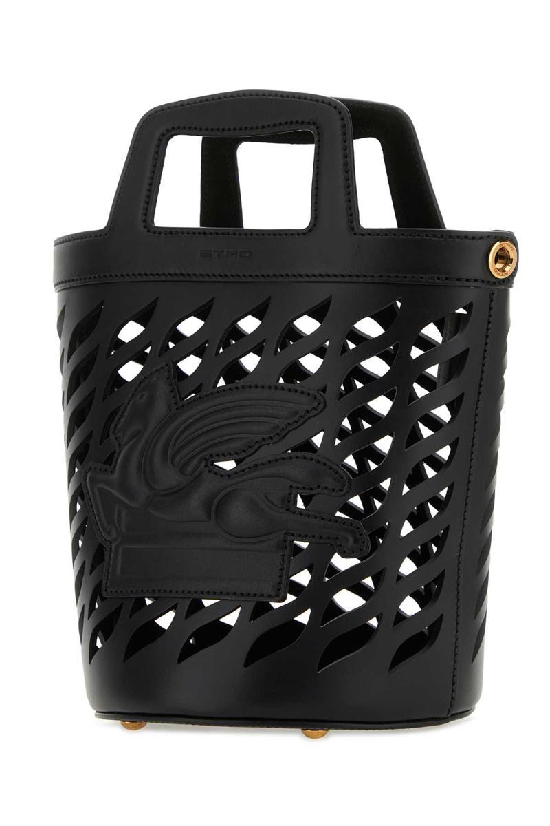 Etro Woman Black Leather Bucket Bag In Black