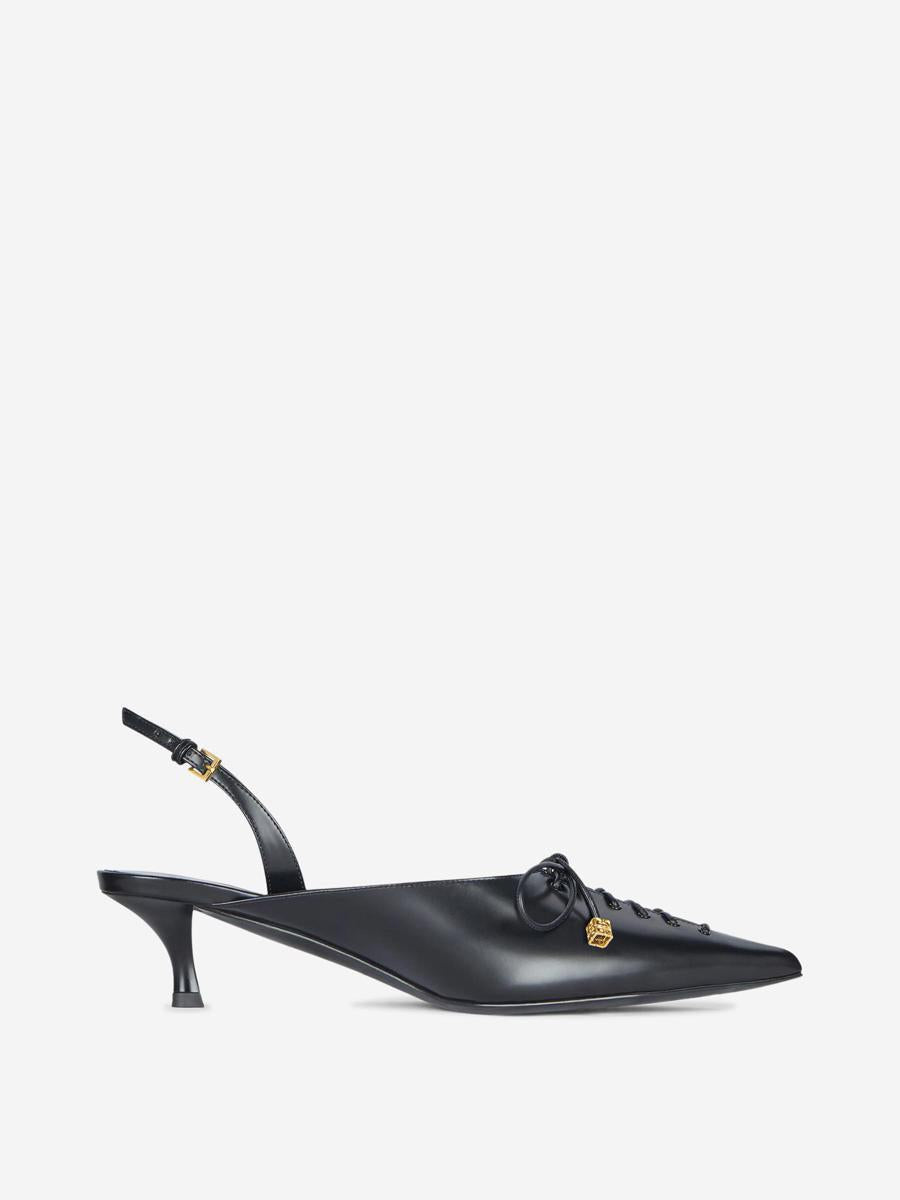 Shop Givenchy Leather Lace-up Slingbacks