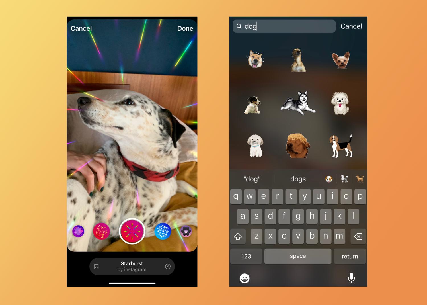 Exemplo de story no Instagram demonstrando efeitos e GIFs