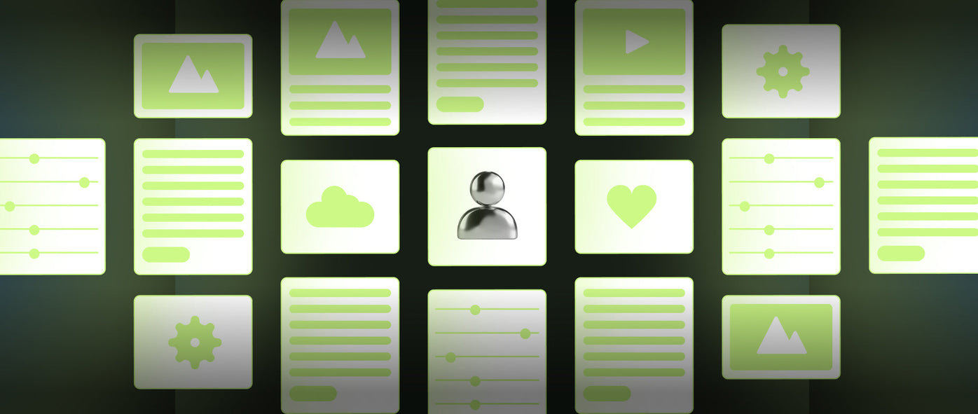 a panel of squares representing content personalization