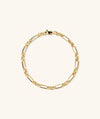Mini Paperclip Bracelet with multi-size gold links and a secure clasp, showcased on a simple white background.