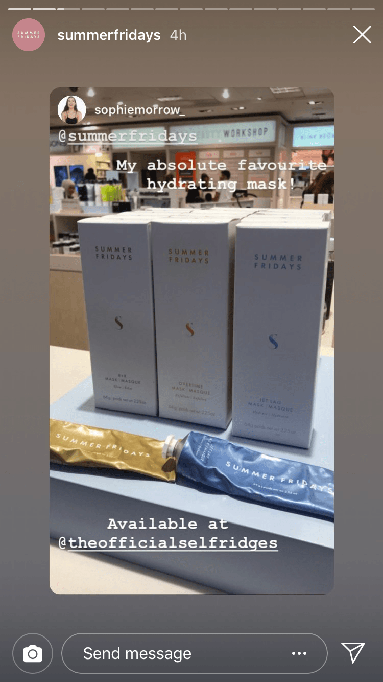 Screenshot of Instagram story