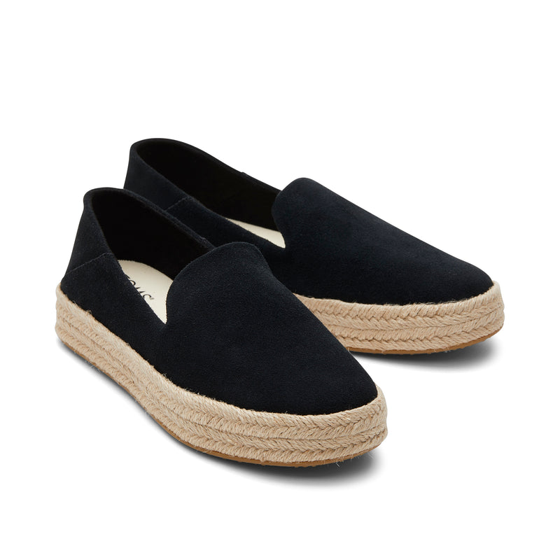 Carolina Black Suede Espadrille Front View Carolina Black Suede Espadrille Front View