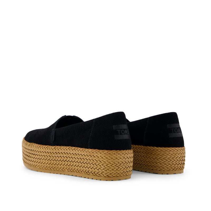 Valencia Black Suede Espadrille Platform Espadrille Back View Valencia Black Suede Espadrille Platform Espadrille Back View