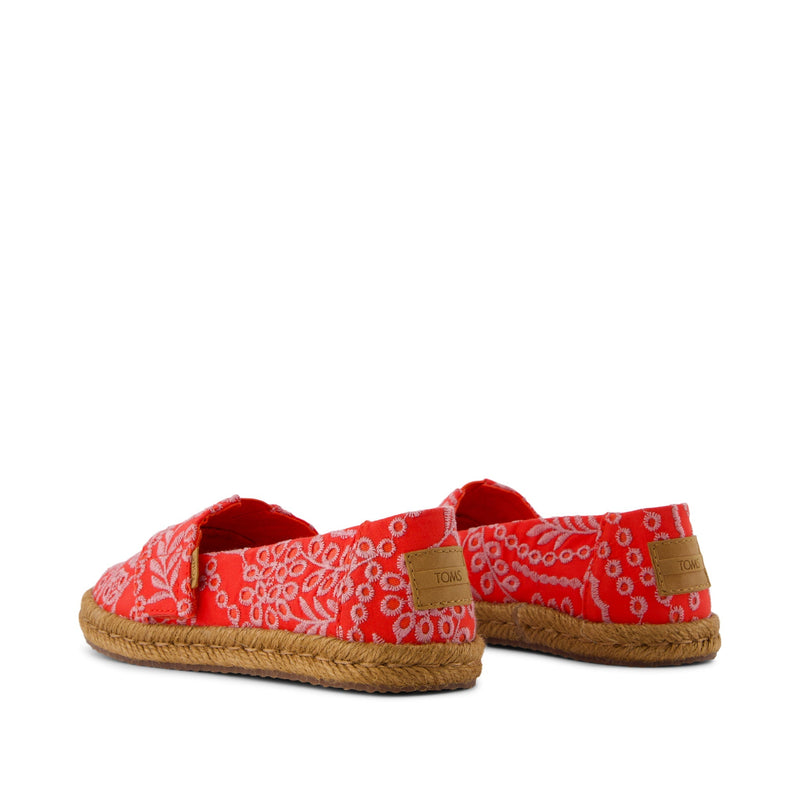Alpargata Rope 2.0 Kids Espadrille - Flame Botanical Eyelet Back View Alpargata Rope 2.0 Kids Espadrille - Flame Botanical Eyelet Back View