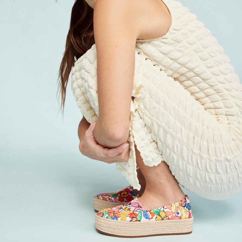 Detailed Image Of Valencia Painted Floral Platform Espadrille Detailed Image Of Valencia Painted Floral Platform Espadrille