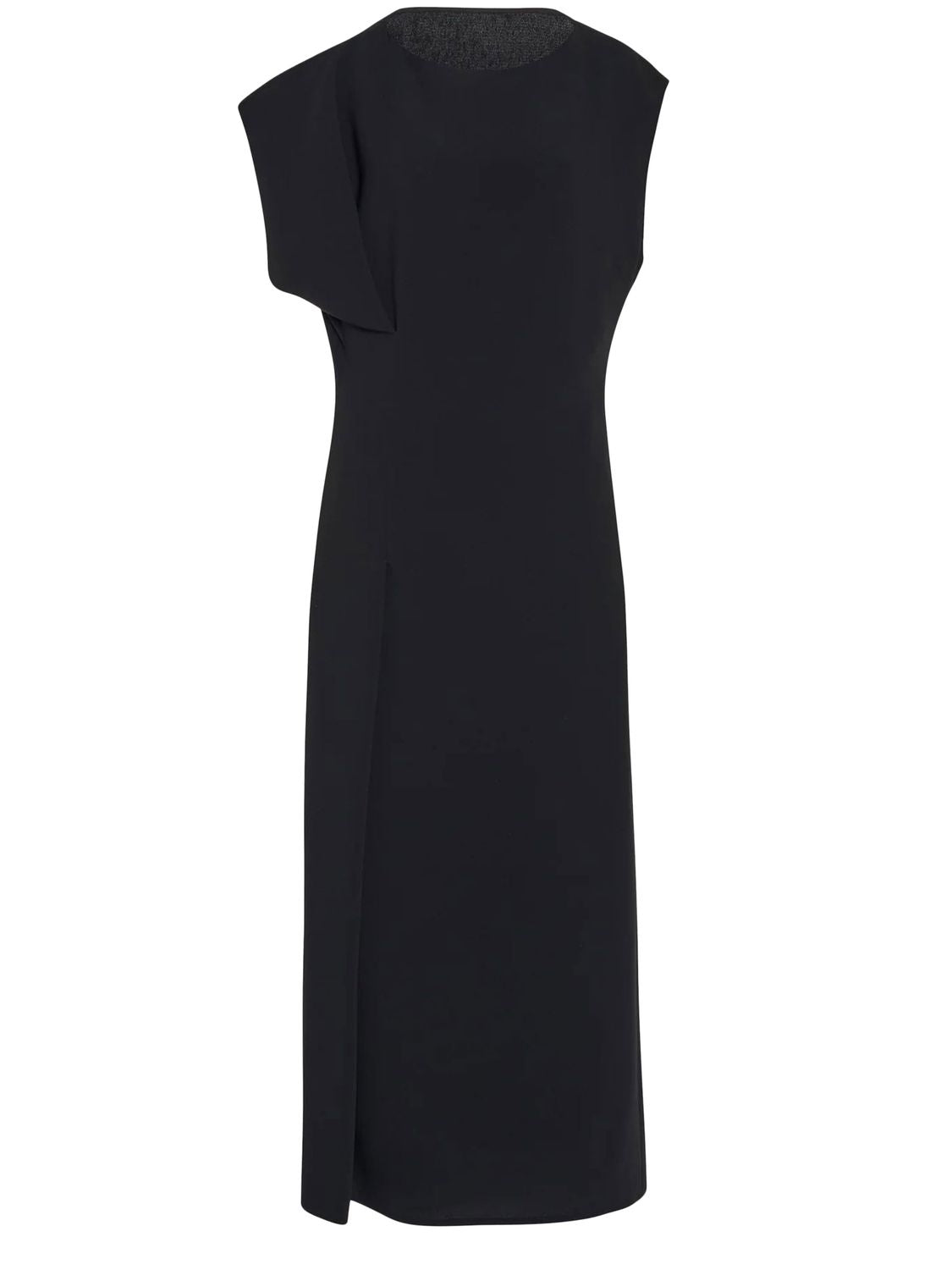 Shop The Row Asymmetric Ankle-length Dress With Front Pleats In Black