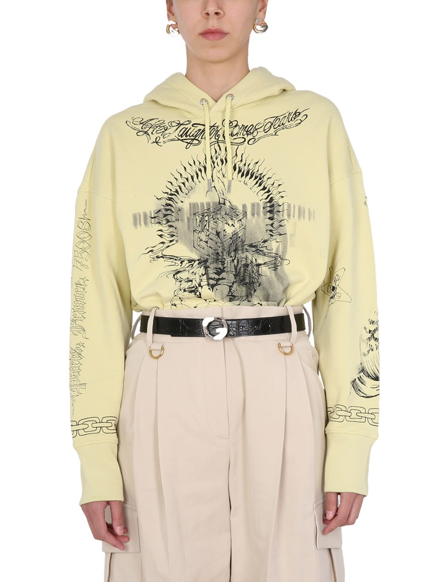 Shop Givenchy Oversized Women's Hoodie With Drawstring In Yellow