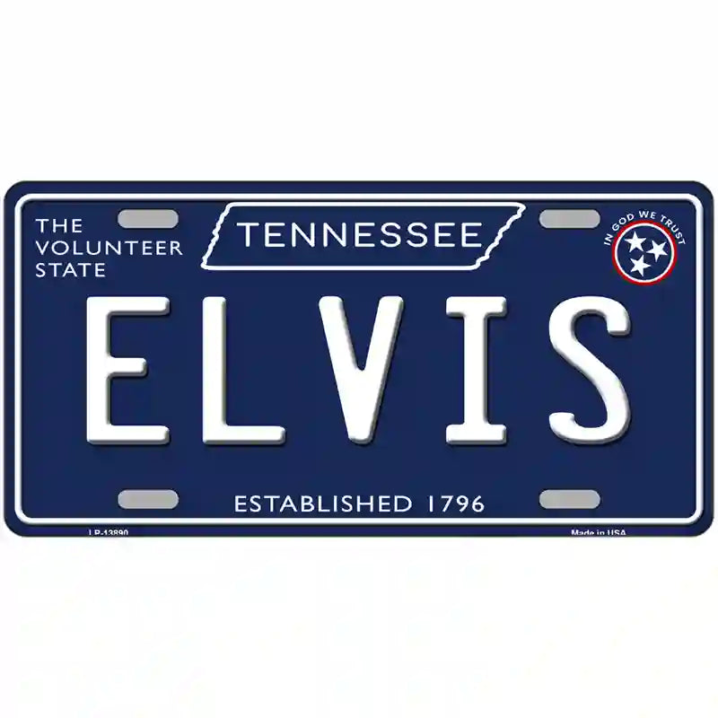 ELVIS Tennessee Blue Novelty Metal License Plate Tag