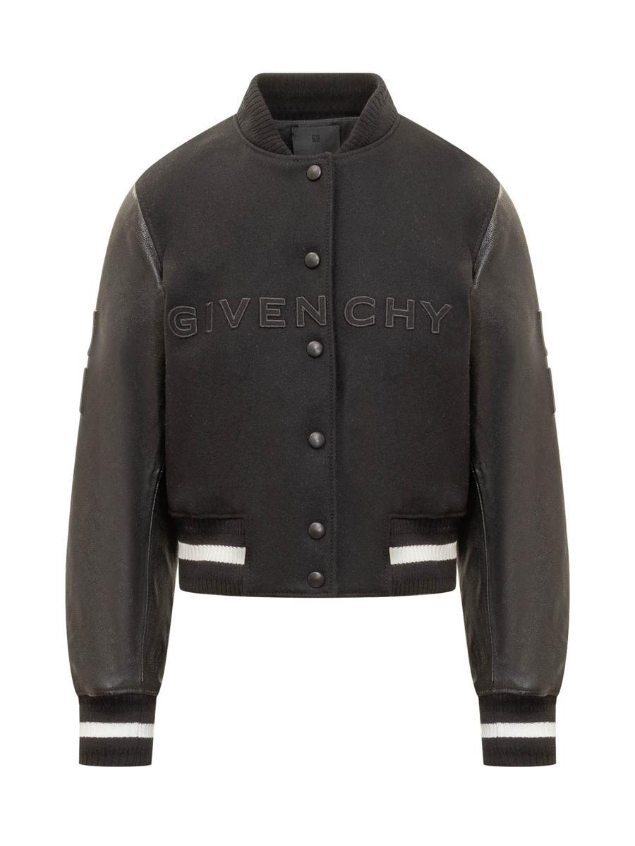 Shop Givenchy Wool And Leather Short Bomber Jacket