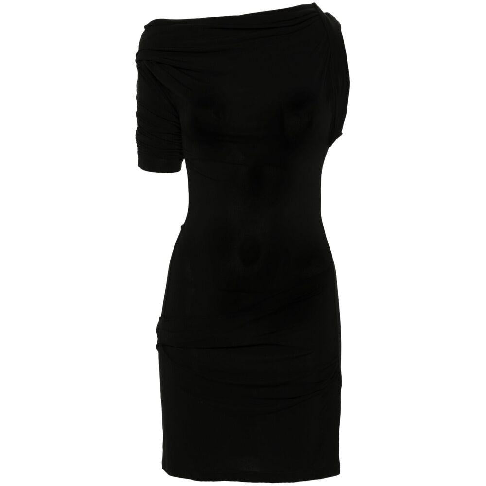 Shop Jacquemus La Mini Rboe Drapeado Dress In Black