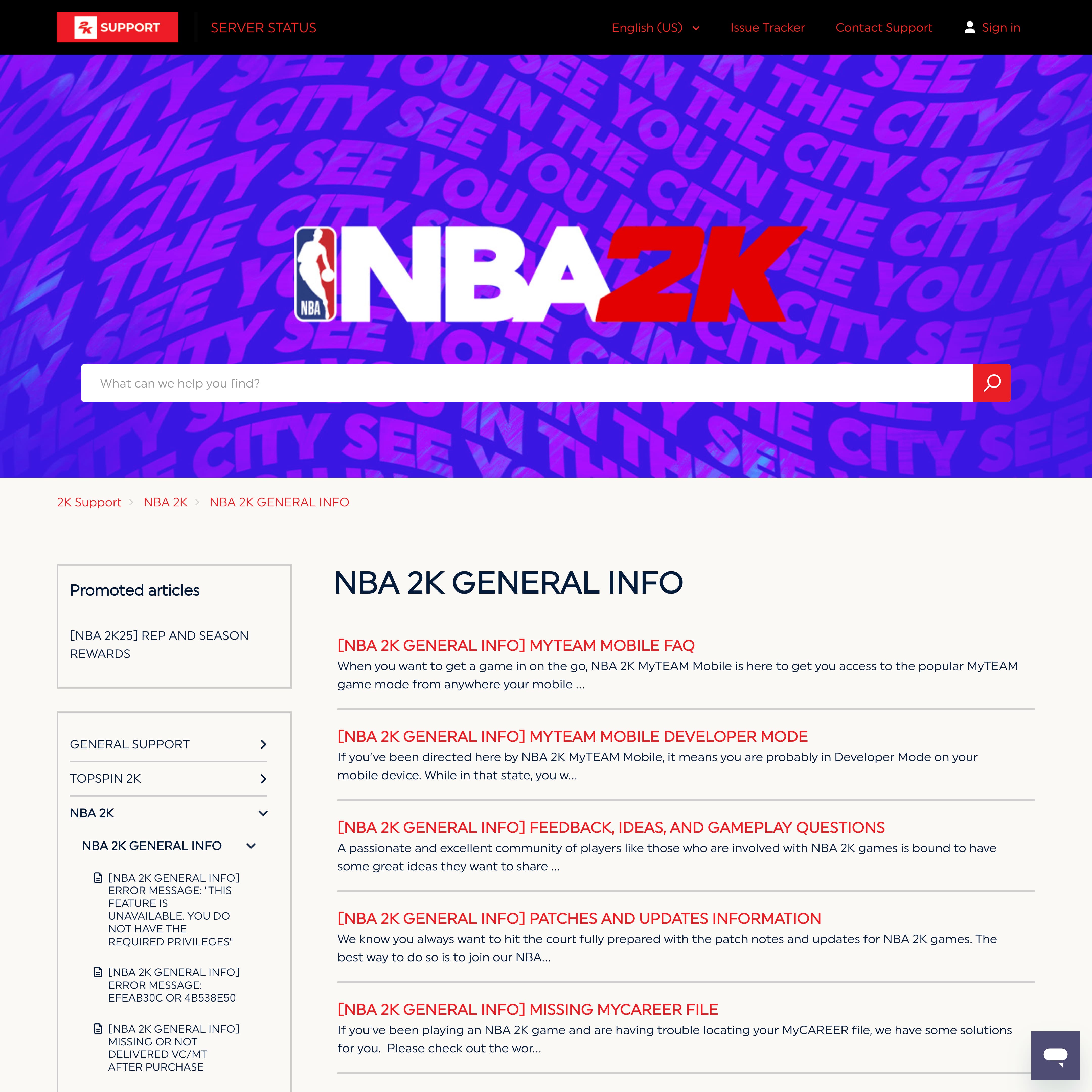 help center design for 2k (Take-Two Interactive Software)