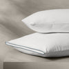 Stack image of Reserve Embellished Pillowcase Set - White/Bluestone Piped Edge