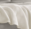 Close up detail of Waffle Bed Blanket in White