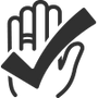 Hand with a checkmark in front of it