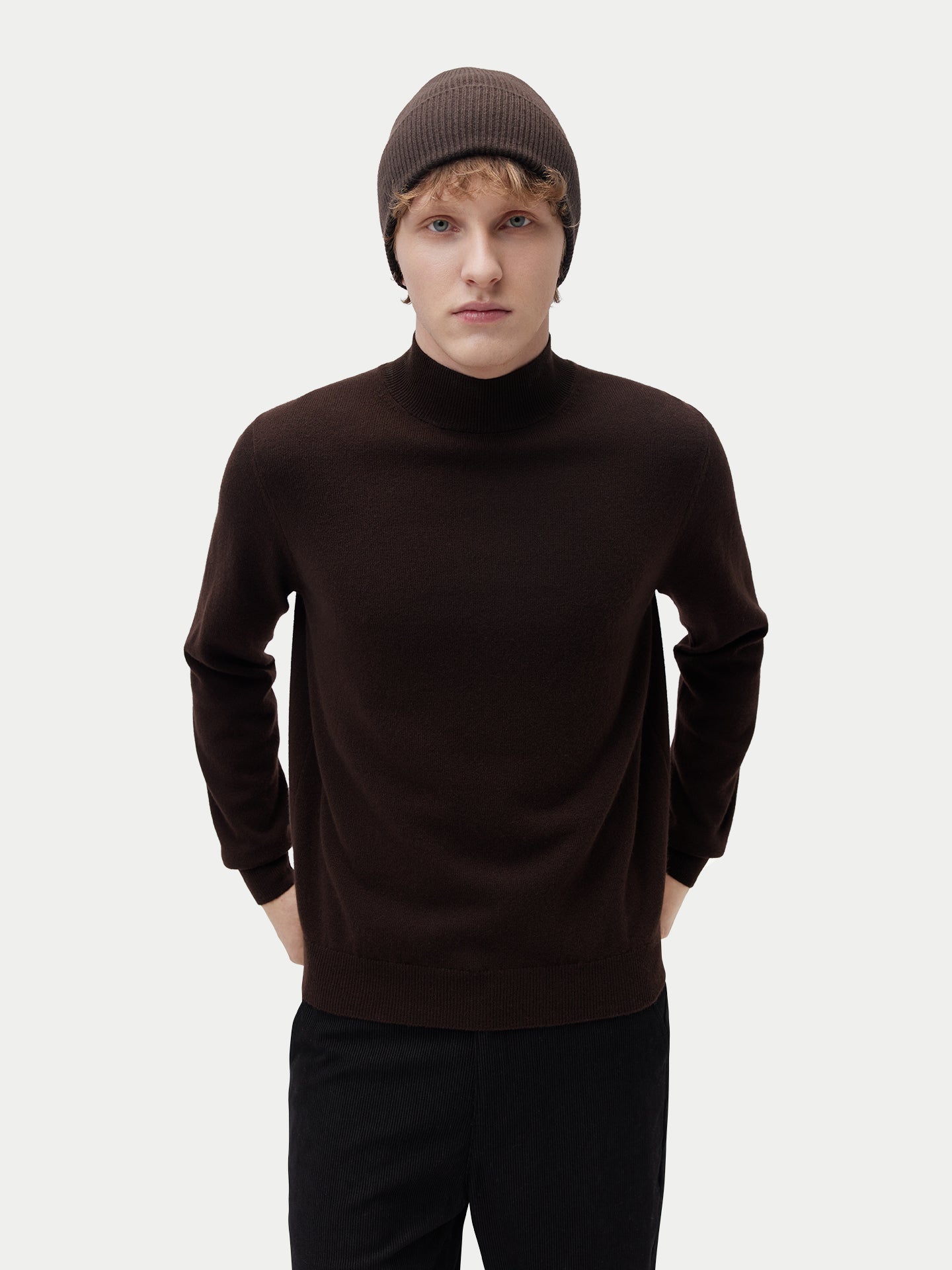 Unisex Cashmere Rib Knit Beanie Wren - GOBI Cashmere