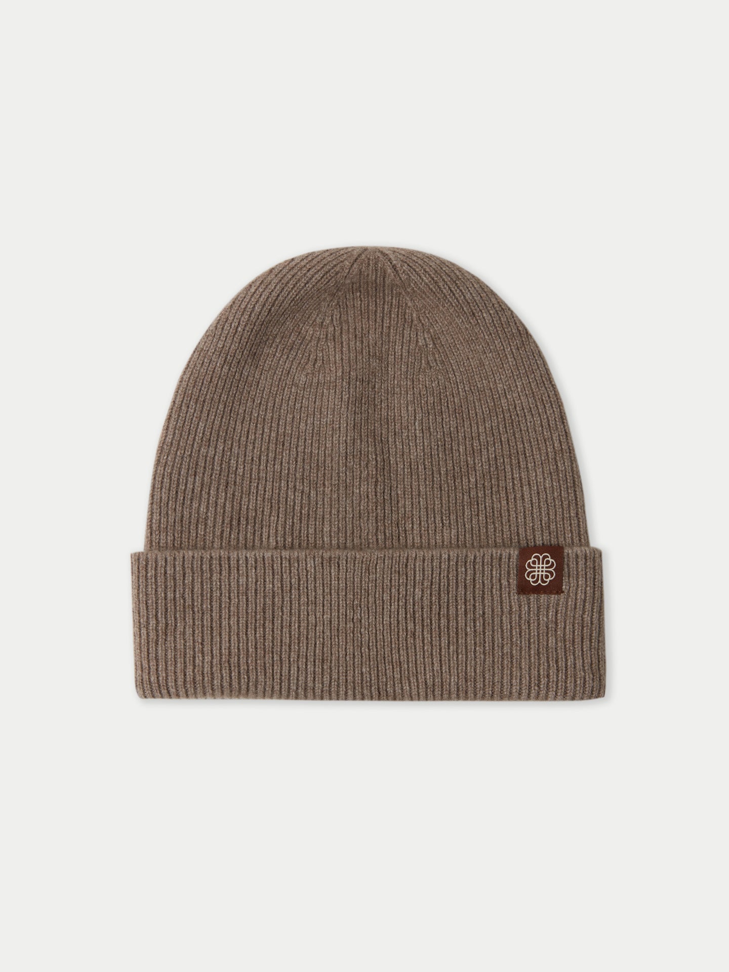 Unisex Organic Cashmere Rib Knit Beanie Taupe | GOBI Cashmere