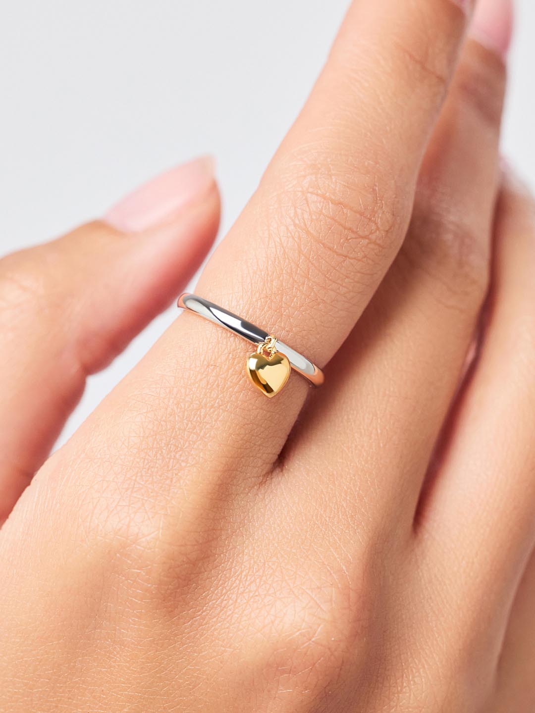 14K Gold Rhodium Plated Charm Rings Heart Love Valentines Day Two Tone Band Rings For Women Ana Luisa Leia Two Tone