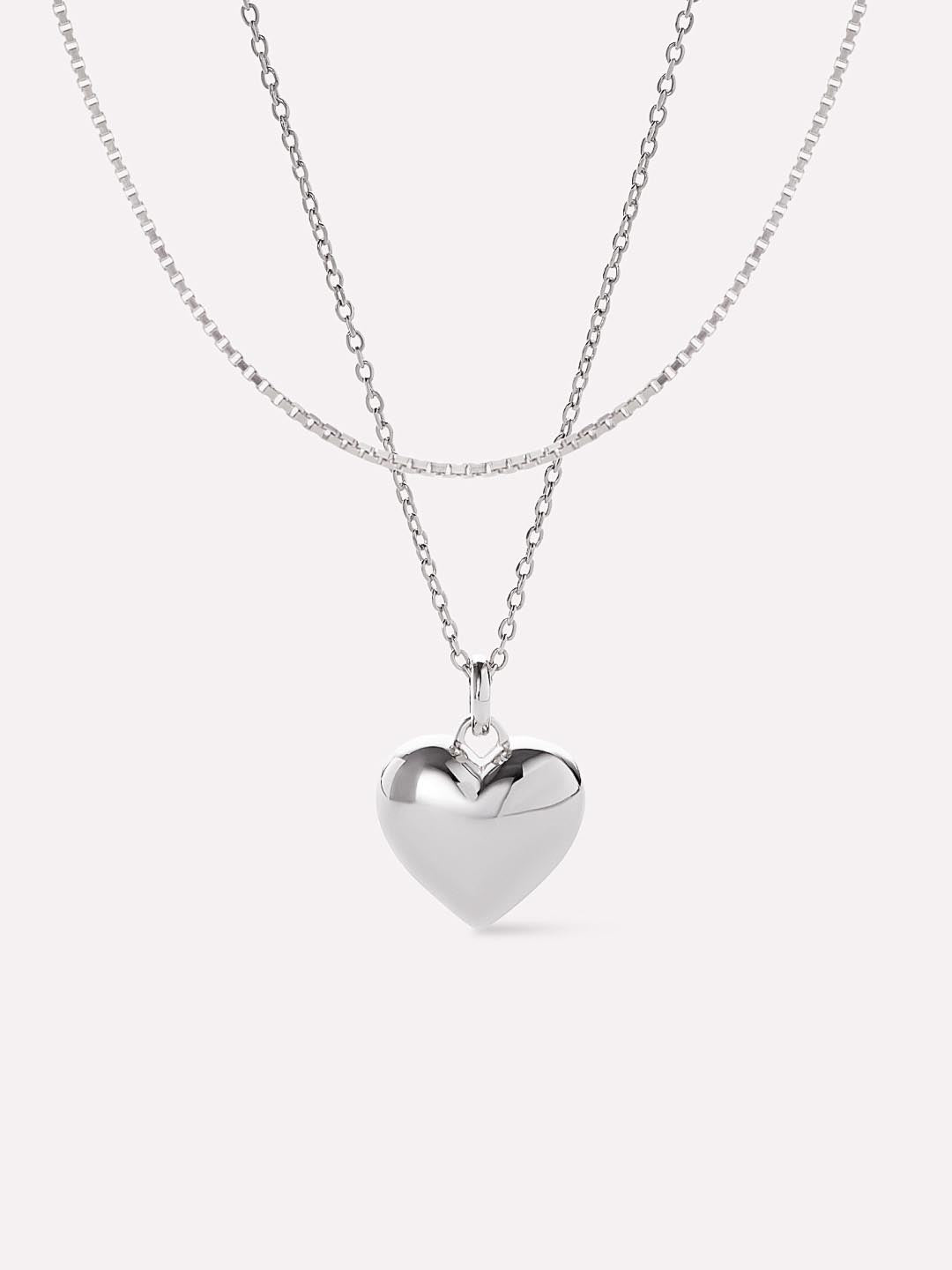 Rhodium Plated Bundle Love Valentines Day Heart Silver Pendant Necklaces For Women Ana Luisa I Heart You Bundle