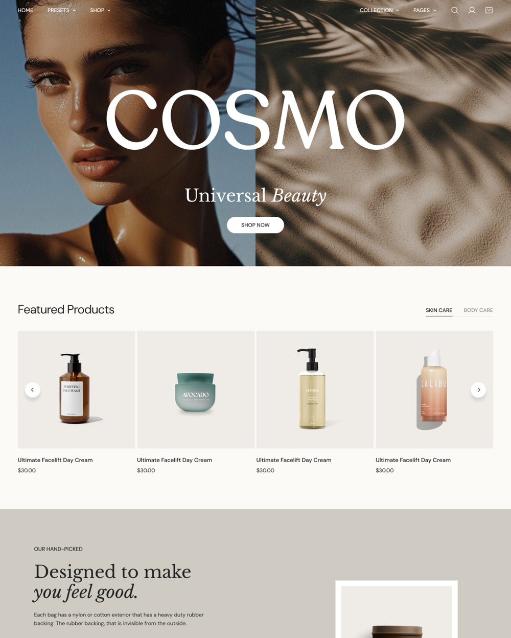 Aperçu de la version pour ordinateur du thème Zest dans le style « Cosmo »