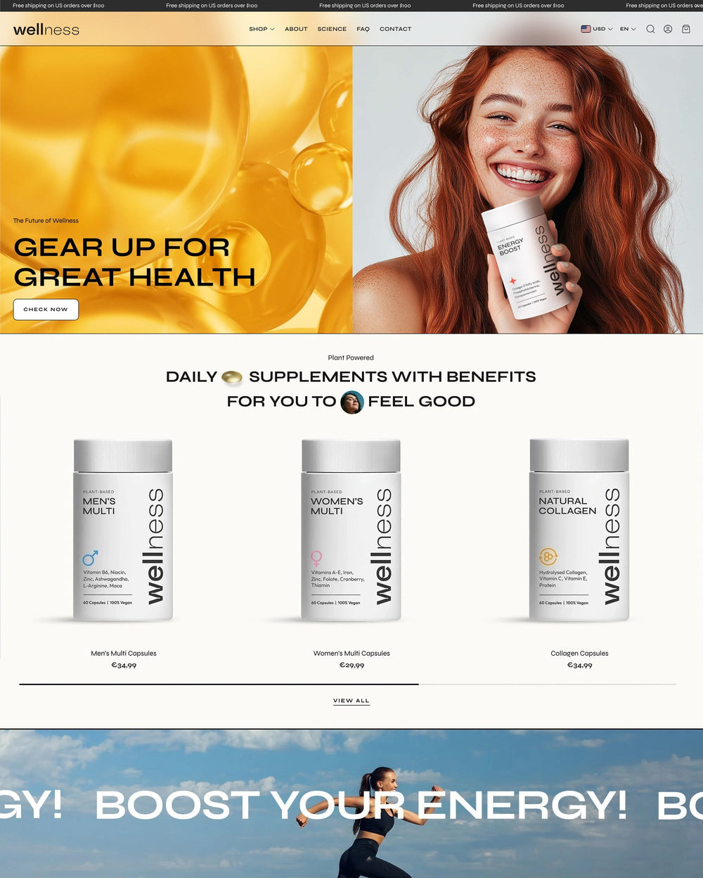 Desktop preview for Wonder in the "Wellness" style