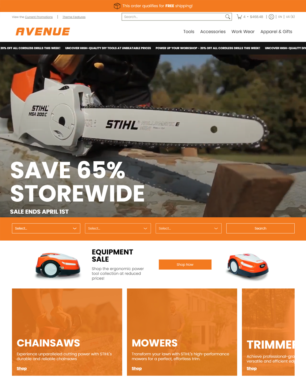 Desktop preview for Avenue in the "Pike" style
