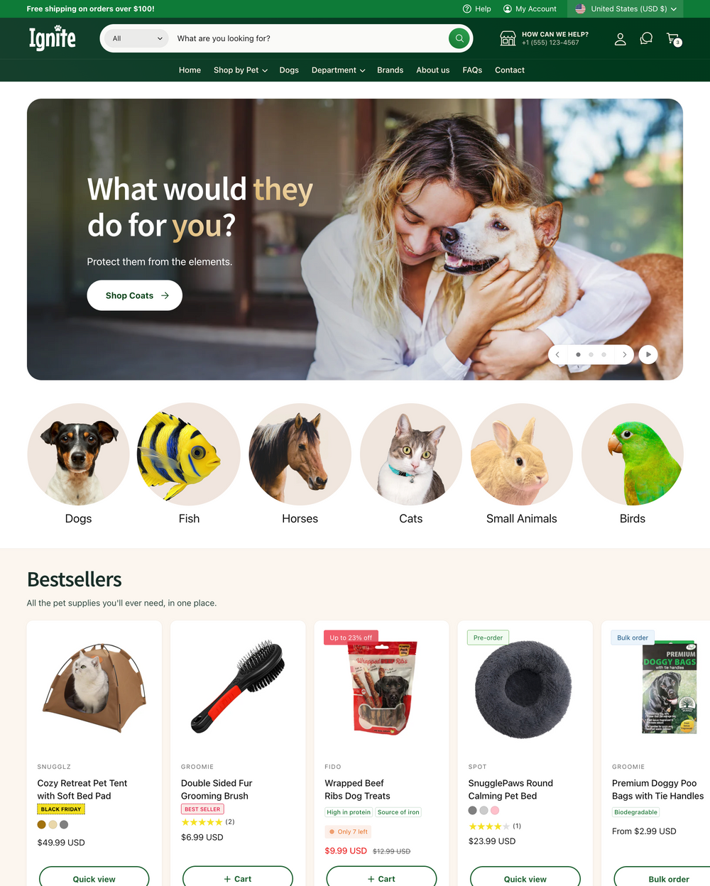 Desktop preview for Ignite in the "Pets" style