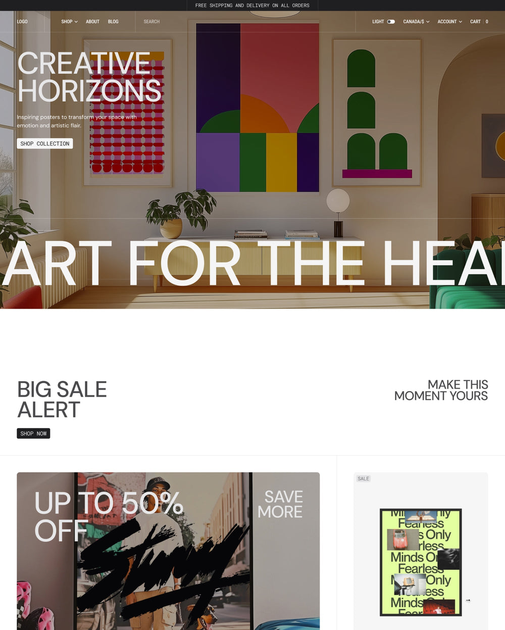 Desktop preview for Monochrome in the "Modern" style