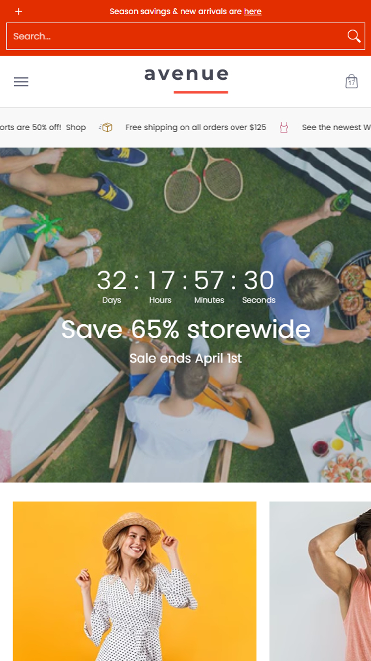 Mobile preview for Avenue in the "Avenue" style